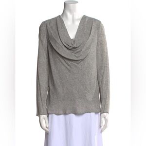 Lapointe grey long sleeve cowl neck draped blouse top size 6
